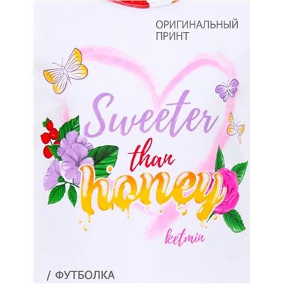 Костюм летний  для девочки KETMIN СЛАЩЕ МЁДА цв.Белый/Цветы
