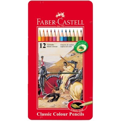 Карандаши цветные Faber-Castell, 12цв., заточен., метал. кор