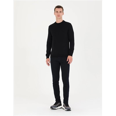 Black Slim Fit Half Fisherman воротник базовый вязаный свитер