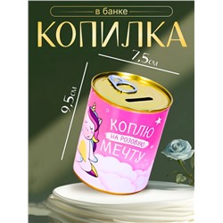 Копилка для денег «Банка. Коплю на розовую мечту», металл