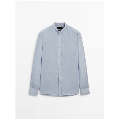 Camisa lino cuello mao regular fit