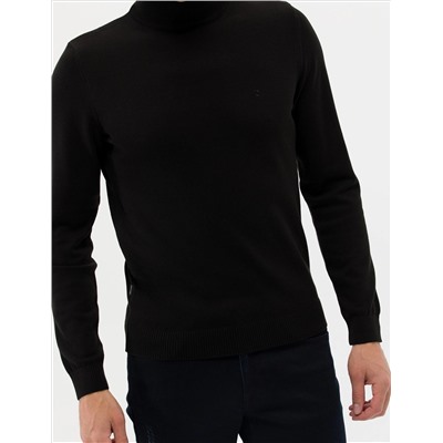 Black Slim Fit Half Fisherman воротник базовый вязаный свитер