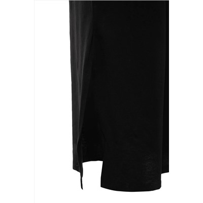 Черное v -v -neck slip maxi/long 100 %хлопковое вязаное платье tbbss22ah0163