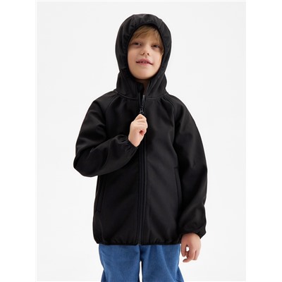 Ветровка демисезонная для мальчиков MINAKU из Softshell на флисе, непромокаемая, чёрная, рост 98 см