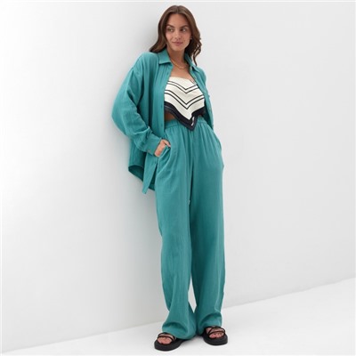 Брюки женские, свободного кроя MIST Muslin размер S, цв. бирюзовый