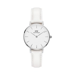 Reloj de cuarzo de piel Petite Bondi - Blanco y plateado
