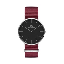 Reloj de cuarzo de poliéster Roselyn - 40 mm - Burdeos y plateado