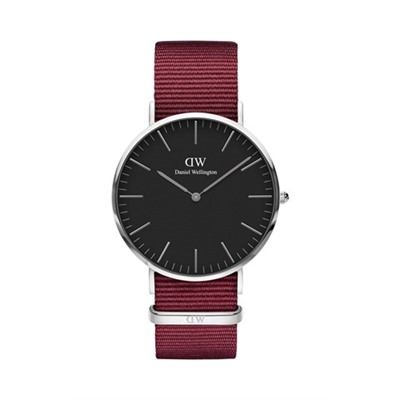 Reloj de cuarzo de poliéster Roselyn - 40 mm - Burdeos y plateado