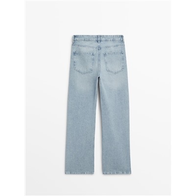 Jeans tiro medio wide leg full length