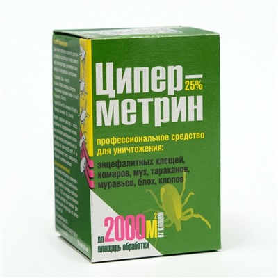 Средство от тараканов, муравьев, блох, комаров, мух и клещей "Циперметрин" 50 мл.