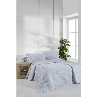 Комплект KARVEN MUSLIN BAKLAVA хлопок 1.5 сп. 2 пр (160*240 / 50*70) Y836-baklava-V1 lila/сирен (Акция).