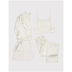 Ecru Satin 3 -Pijama Set