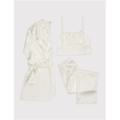Ecru Satin 3 -Pijama Set