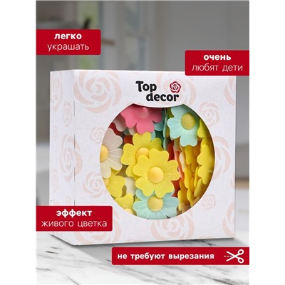 Вафельные цветы шиповника, 4.5 см, микс, 200 шт.