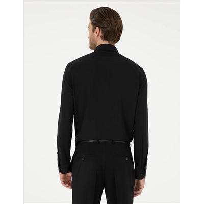 Black Slim Fit Basic рубашка с длинным рукавом