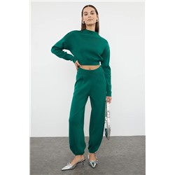 Emerald Green Super Crop Jogger Брюки Triko Out Top Set Twoaw24au00007