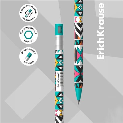 Карандаш механический ErichKrause "ColorTouch Ornament", грифель d=2,0 мм, с точилкой, корпус "Soft-touch" с дизайном, в тубусе