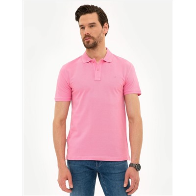 Pink Slim Fit Polo Yaka Basic T -For