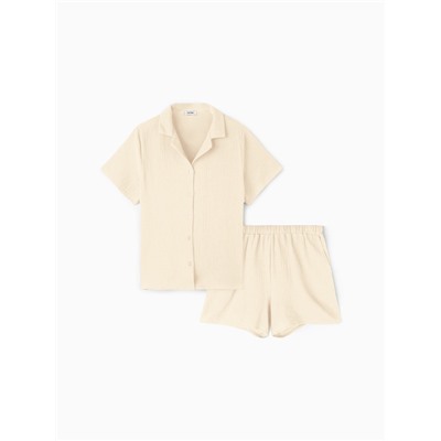 Комплект домашний женский (рубашка, шорты) KAFTAN Basic размер 44-46, молочный