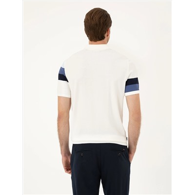 Кнопка Ecru Slim Fit с Polo Yaka Knitwear T -Fork