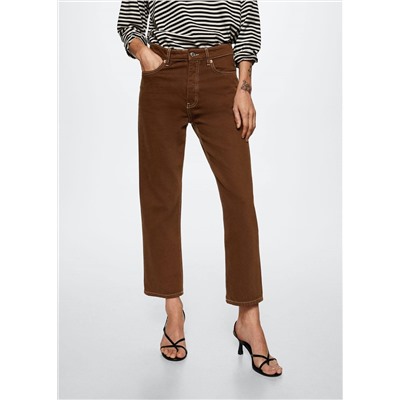 Jeans rectos tiro alto crop -  Mujer | MANGO OUTLET España