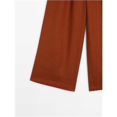 Pantalón 100% lino cintura elástica