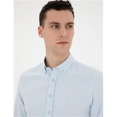 Open Oxford Blue Slim Fit Рубашка с длинным рукавом