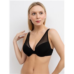 Бюстгальтер push-up с деталями из сетки в черном цвете