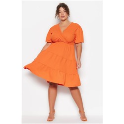 Open Orange Skater v -neck Cruve закрытие вязаного платья с большим размером TBBSS22EL2987