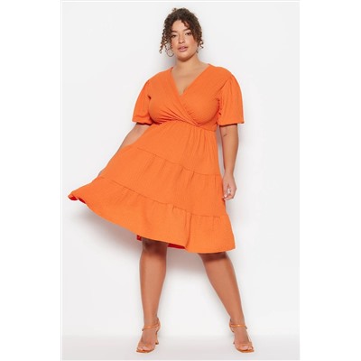 Open Orange Skater v -neck Cruve закрытие вязаного платья с большим размером TBBSS22EL2987