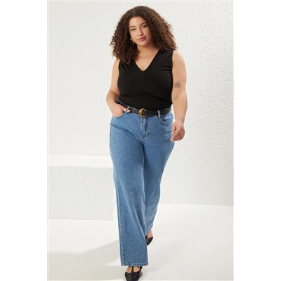Черный v -v -neck Shirred 100 %хлопковой вяза