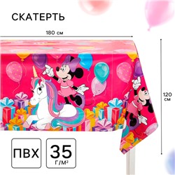 Скатерть одноразовая праздничная 120×180 см, 35 мкр, Минни Маус и Единорог