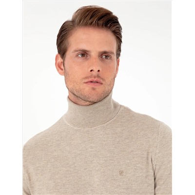 Песчанный меландж Slim Fit Fisherman воротник базовый трикотажный свитер
