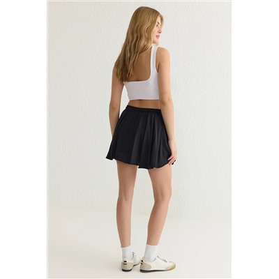 Black Reslected Cut Speat Mini Plating Skirt -Шорты, снятые