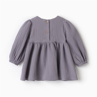 Платье детское с дл. рукавом KAFTAN "Муслин", р.28 (86-92 см), серый