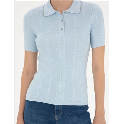 Blue Slim Fit Polo Yaka Triko T -For
