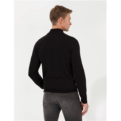 Black Slim Fit Half Fisherman воротник базовый вязаный свитер