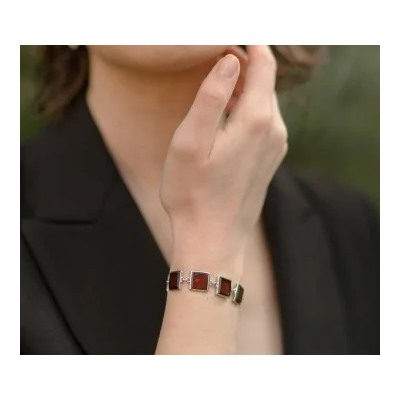 Браслет серебряный с янтарём W9200RV