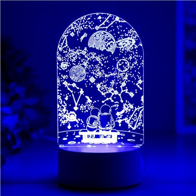 Светильник 3D ночник RISALUX «Пара в космосе», LED RGB, от сети, 9.5×10×19 см