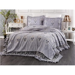 Комплект EVELINA (Покрывало+постельное белье+парфюм) евро 7 предметов BATIKY 817 серый (Акция)