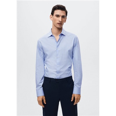 Camisa traje slim fit algodón rayas -  Hombre | MANGO OUTLET España