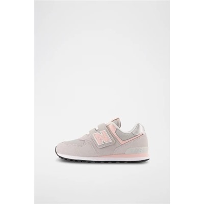Zapatillas de piel 574 - Gris y rosa