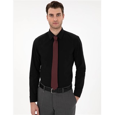 Black Slim Fit Basic рубашка с длинным рукавом