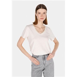 Обычная подгонка v -neck flat homen home beige с коротким рукавом T -For