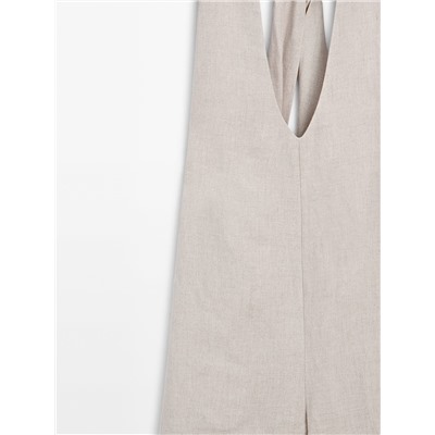 Linen blend halter jumpsuit