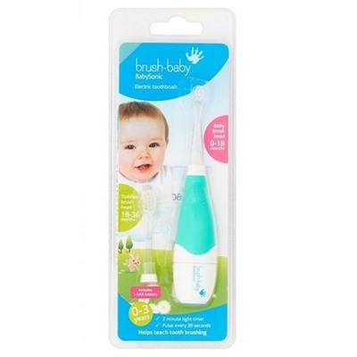 Электрическая зубная щетка Brush-Baby, цвет бирюзовый (0-3 лет)