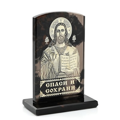 Икона из обсидиана арка "Иисус Христос" 105*60мм.