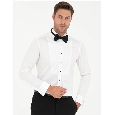 Белый бывший Рубашка для смокинга Slim Fit
