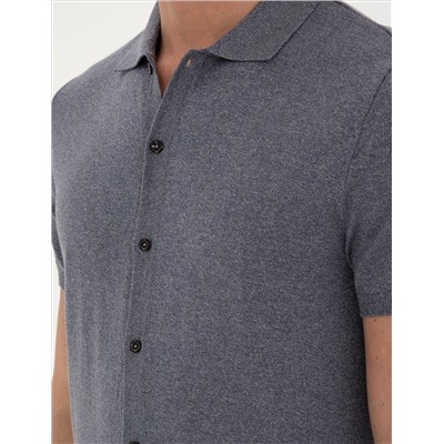 Темная кнопка Slim Fit с полным кнопкой с воротником поло