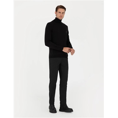 Black Slim Fit Fisherman воротниц Основной вязаный свитер